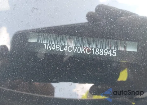 2019 Nissan Altima 2.5 Sr из США, поврежденный, VIN 1N4BL4CV0KC188945